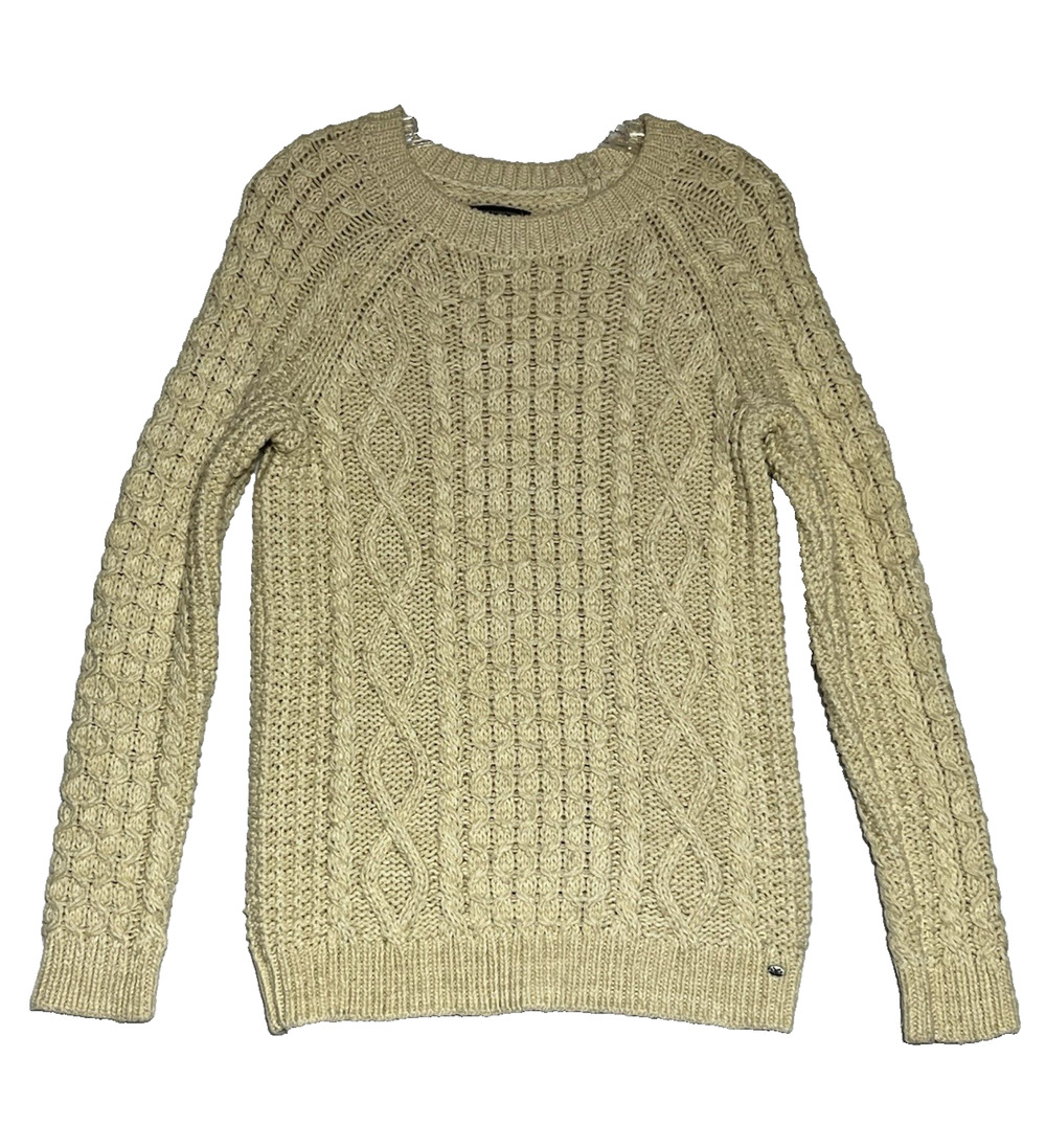 American Eagle Cable Knit Sweater Womens Small Ivory Cream Chunky Knit Classic